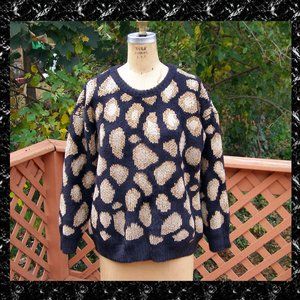 EUC Size M 8-10 MICHAEL KORS Cheetah Jaquard Animal Print Thick Sweater